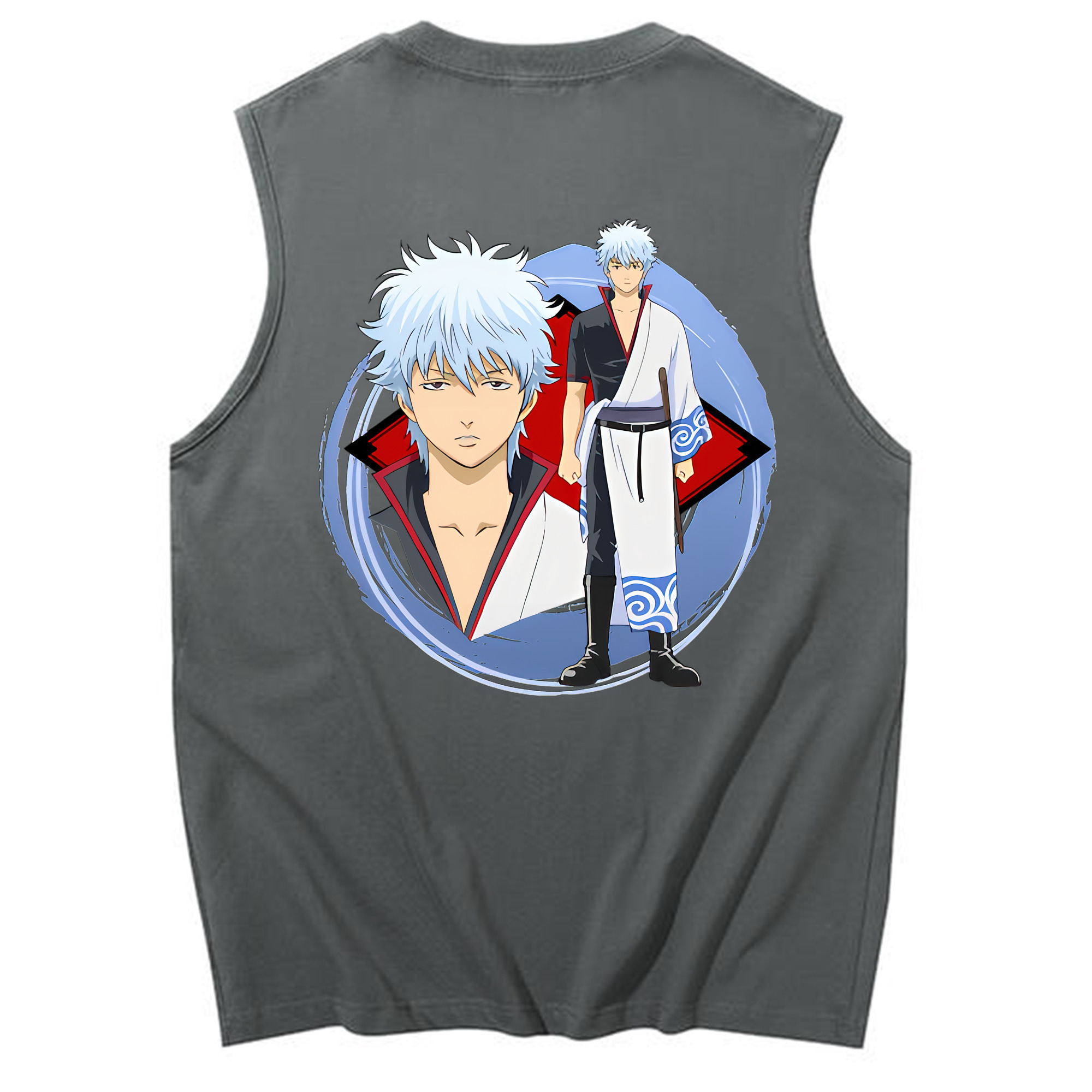 （画像用） ぎんたま 坂田銀時（さかたぎんとき） 神楽 志村新八（しむら しんぱち） GINTAMA Sakata Gintoki Kagura Shimura Shinpachi コットン100％タンクトップ（背面プリント）